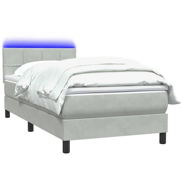 vidaXL Bett Boxspringbett mit Matratze Hellgrau 100x220 cm Samt günstig online kaufen