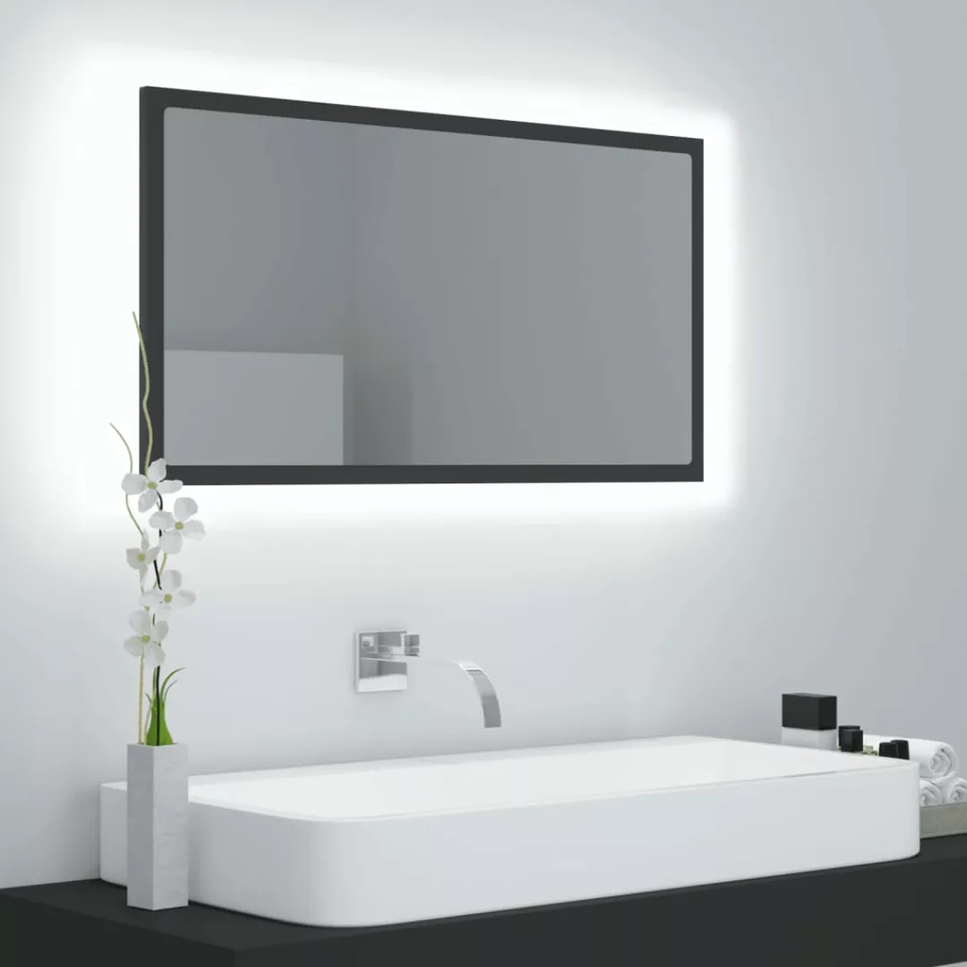 Led-badspiegel Grau 80x8,5x37 Cm Spanplatte günstig online kaufen