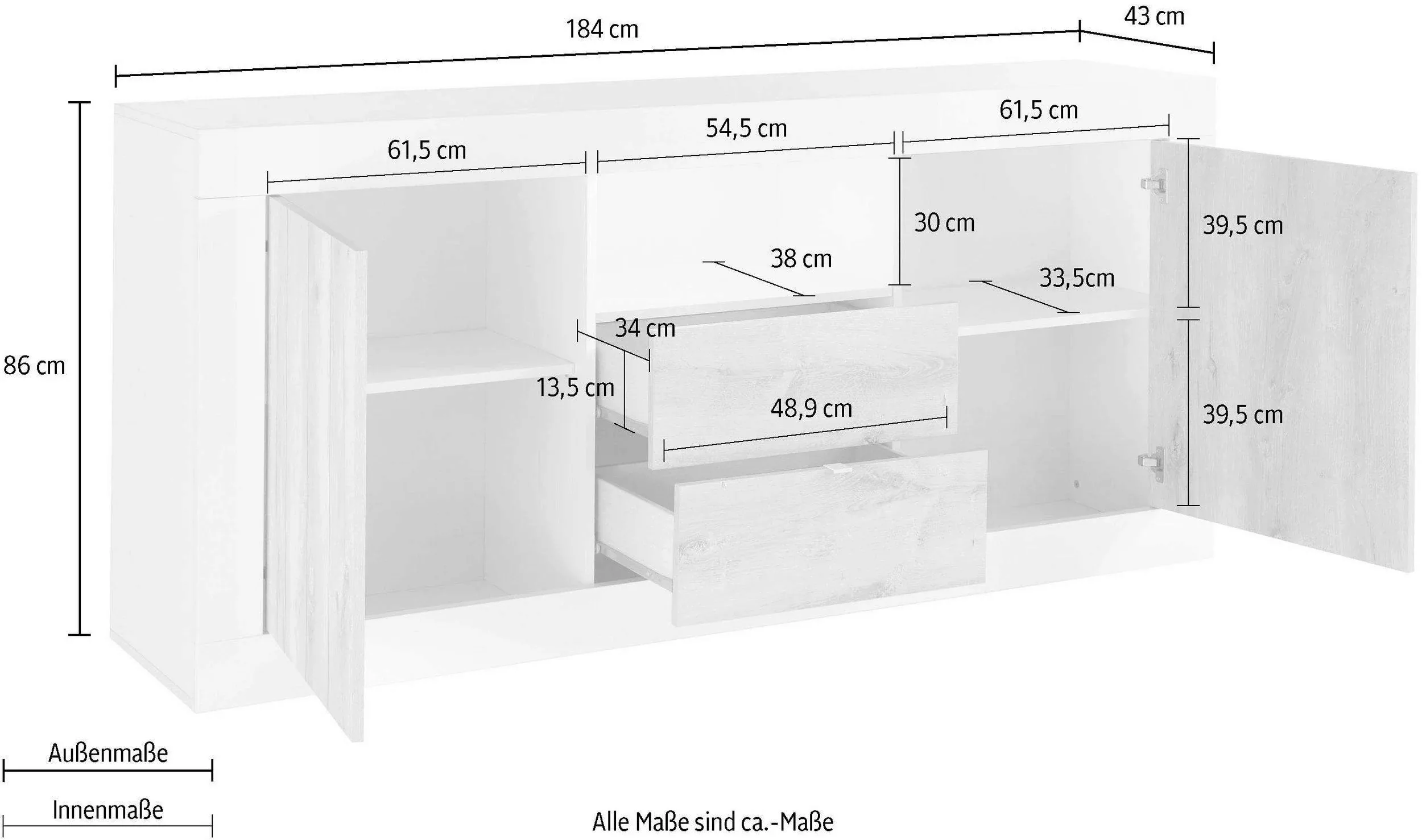 INOSIGN Sideboard "Urbino", Breite 184 cm günstig online kaufen