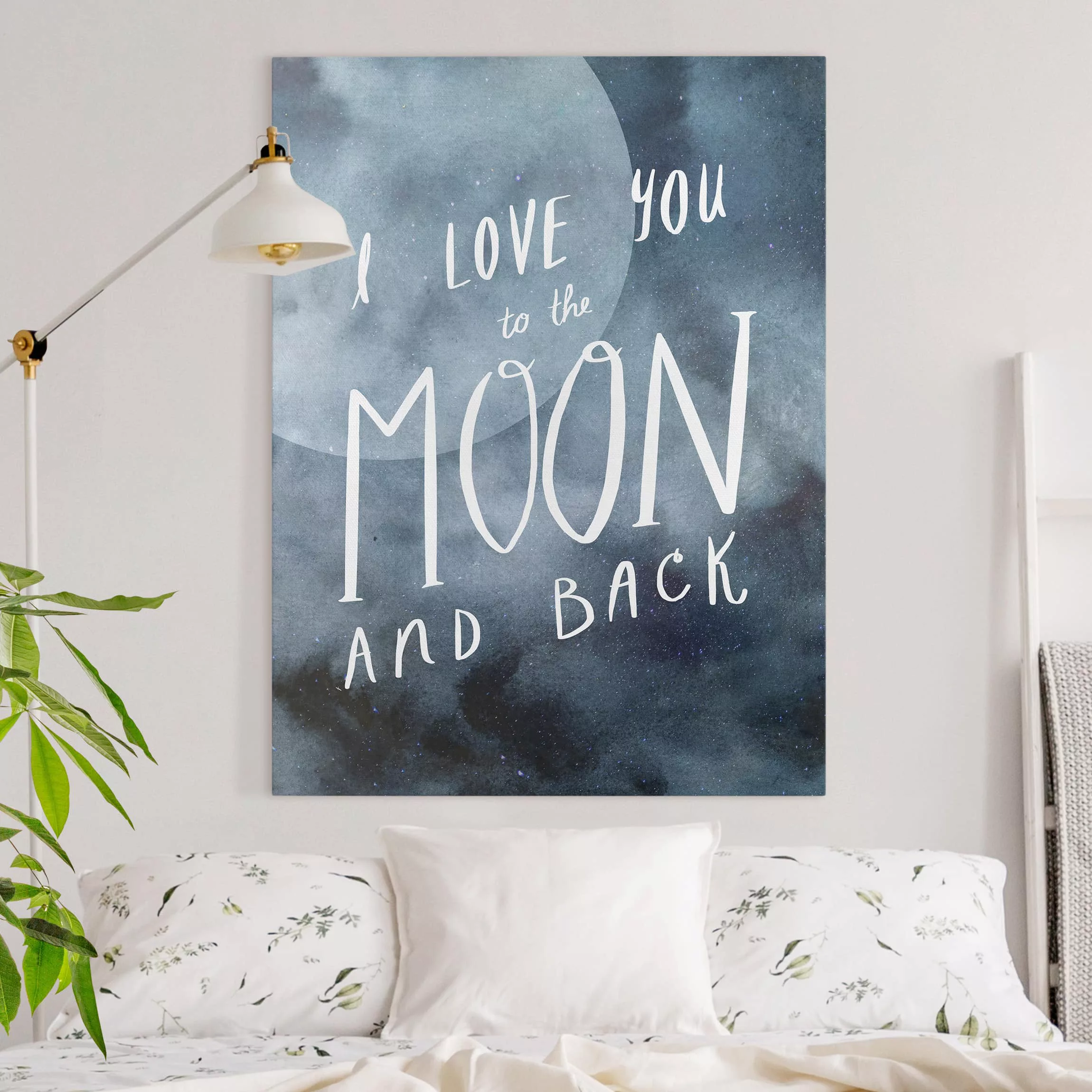 Leinwandbild Spruch - Hochformat Himmlische Liebe - Mond günstig online kaufen