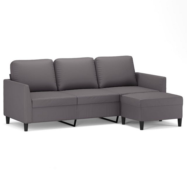 vidaXL Sofa, 3-Sitzer-Sofa mit Hocker Grau 180 cm Kunstleder günstig online kaufen