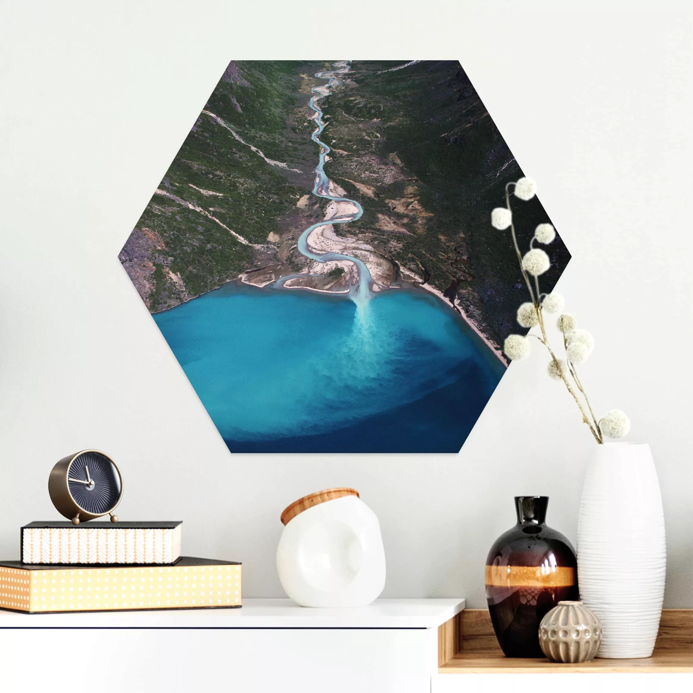 Hexagon-Alu-Dibond Bild Natur & Landschaft Fluss in Grönland günstig online kaufen