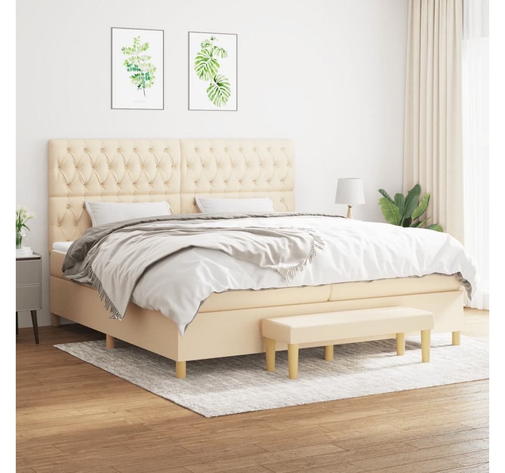 vidaXL Boxspringbett Boxspringbett mit Matratze Creme 200x200 cm Stoff Bett günstig online kaufen