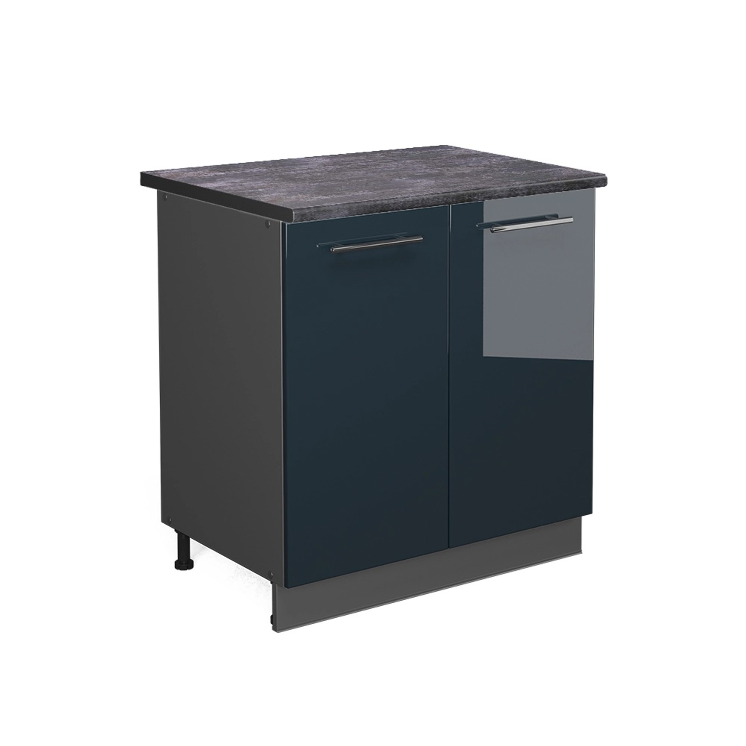 Vicco Spülenunterschrank Fame-Line Dunkelblau Hochglanz 80 cm mit Regal AP günstig online kaufen