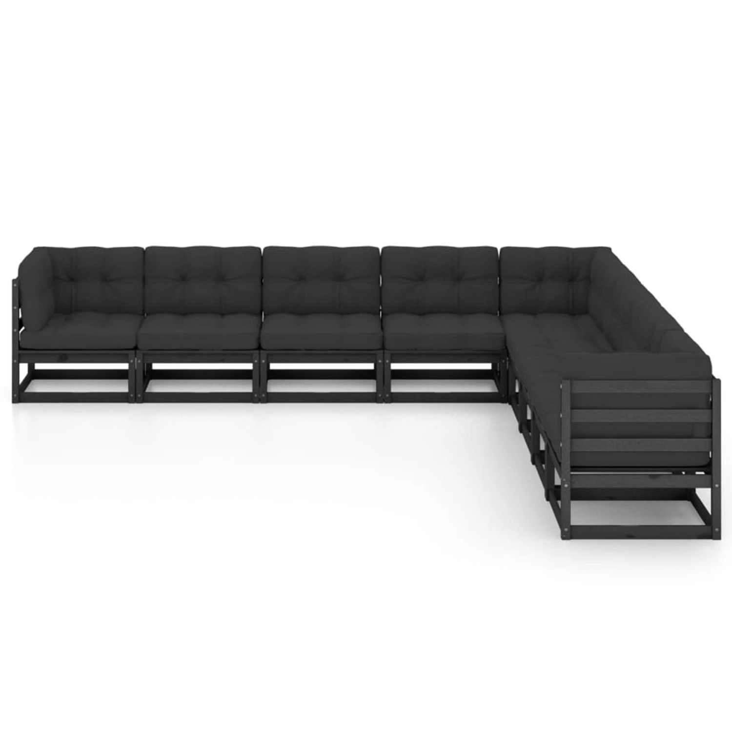 9-tlg. Garten-lounge-set Mit Kissen Schwarz Massivholz Kiefer günstig online kaufen