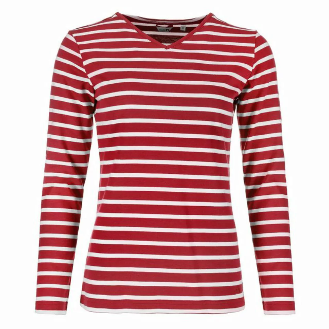 modAS Langarmshirt Damen Shirt mit Streifen und V-Ausschnitt - Bretonisches günstig online kaufen