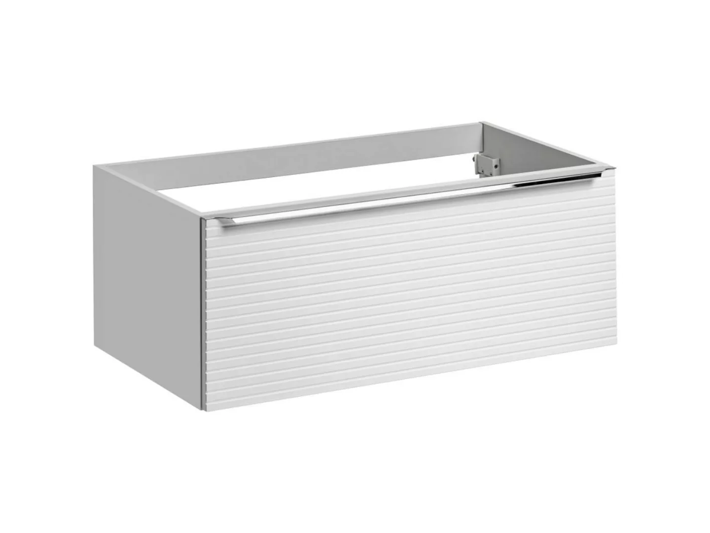 Waschbeckenunterschrank hängend - B. 90 cm - Weiß gestreift - LATOMA günstig online kaufen