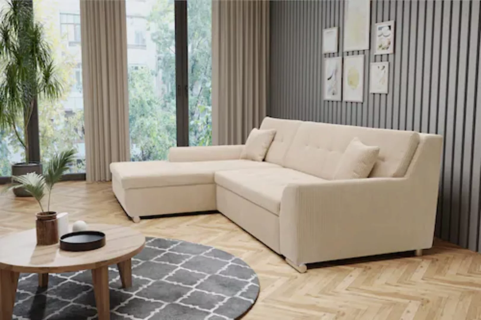 DOMO collection Ecksofa Treviso, wahlweise mit Bettfunktion, incl. Zierkiss günstig online kaufen