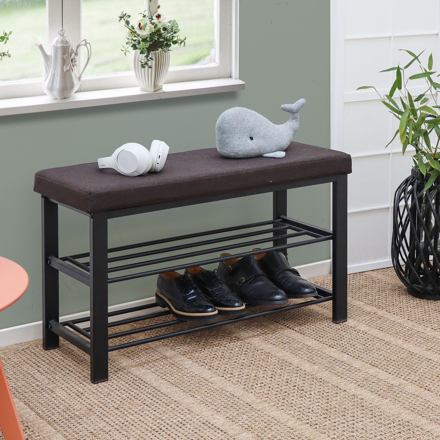 DuneDesign Schuhregal Schuhbank mit Polster 81x32x50 günstig online kaufen