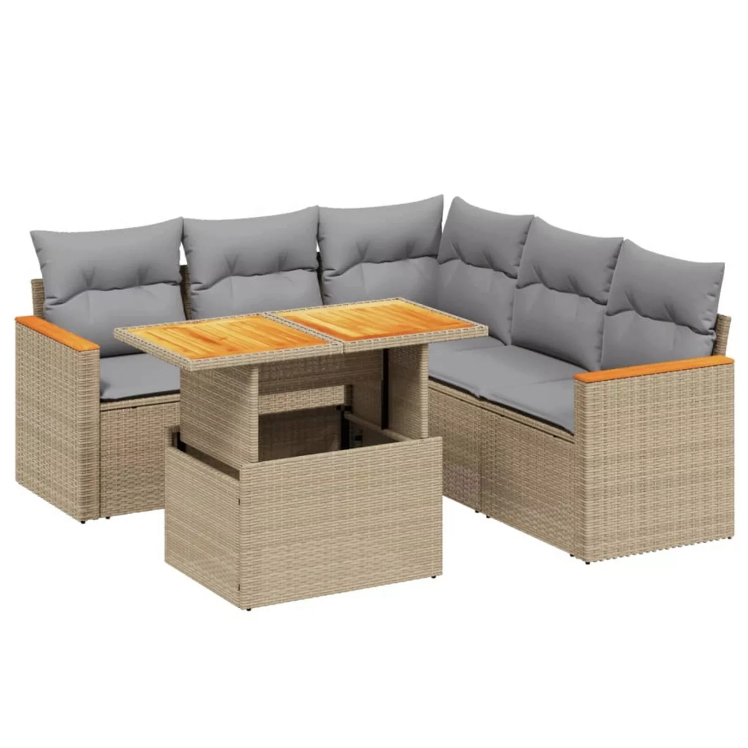 vidaXL 6-tlg Garten-Sofagarnitur mit Kissen Beige Poly Rattan Modell 353 günstig online kaufen