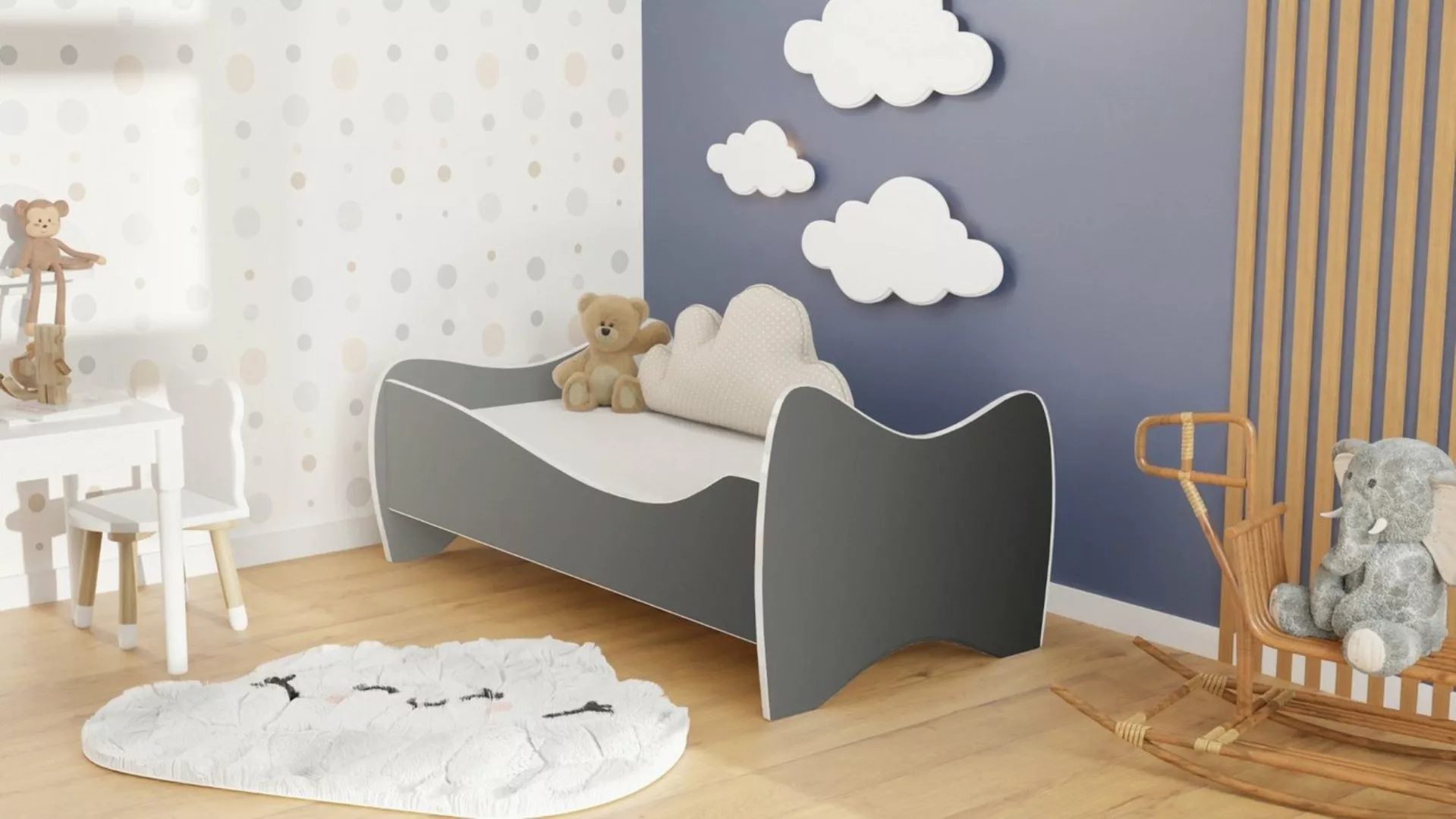 Stillerbursch Jugendbett 80x160 Kinderbett Dunkelgrau ohne Matratze (Set, 2 günstig online kaufen