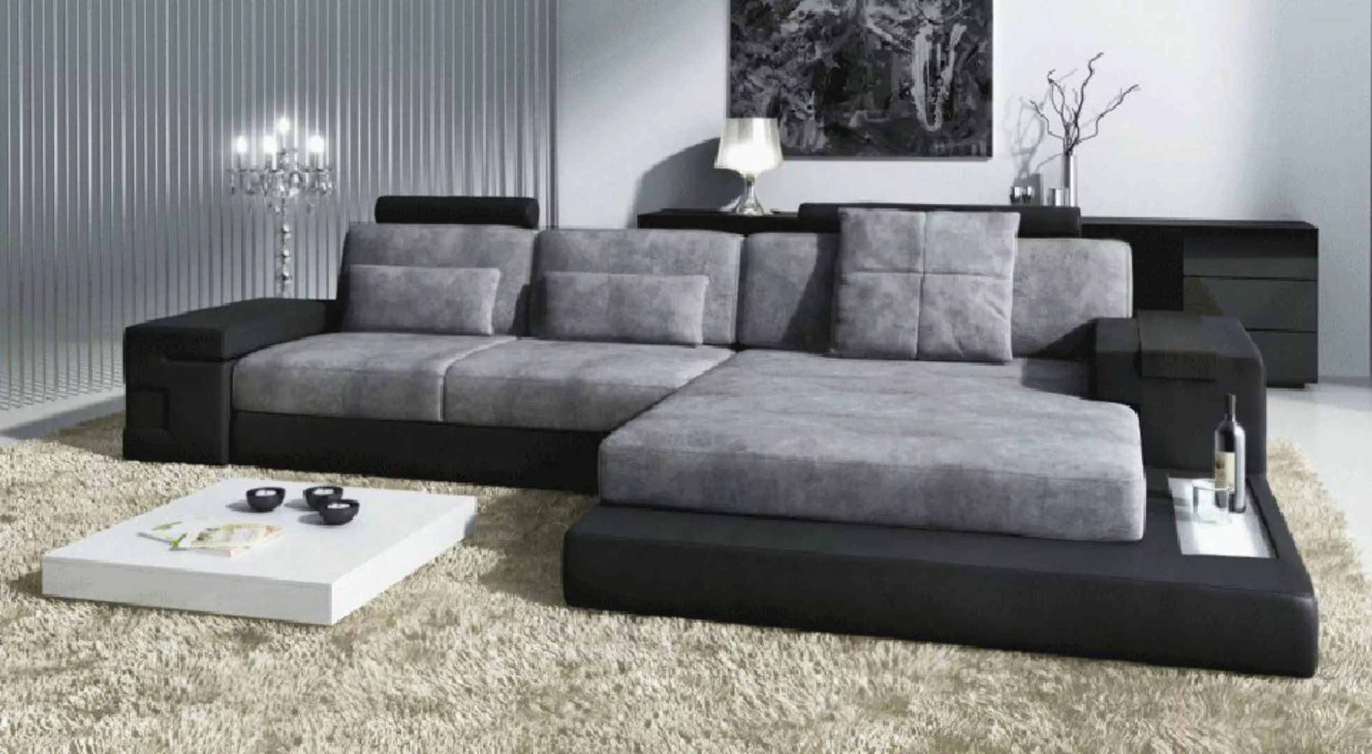 BULLHOFF Ecksofa Wohnlandschaft Ecksofa Leder/Stoff Designsofa L-Form Eckco günstig online kaufen