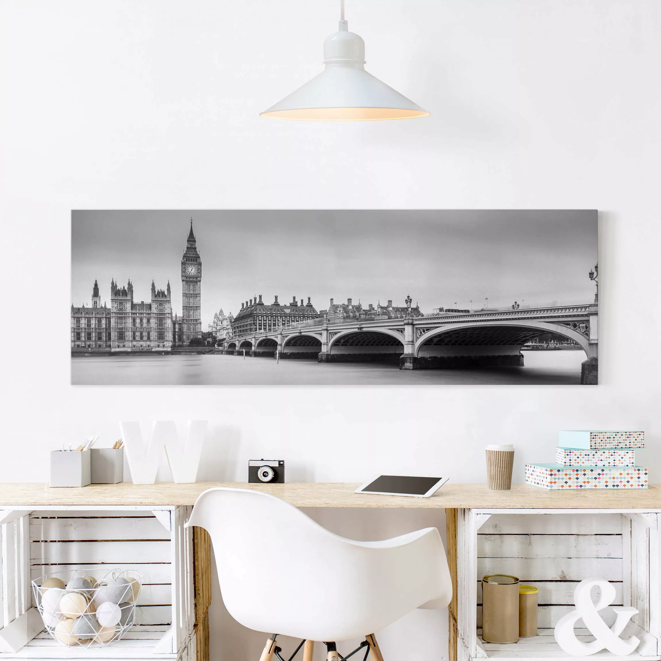 Leinwandbild London - Panorama Westminster Brücke und Big Ben günstig online kaufen