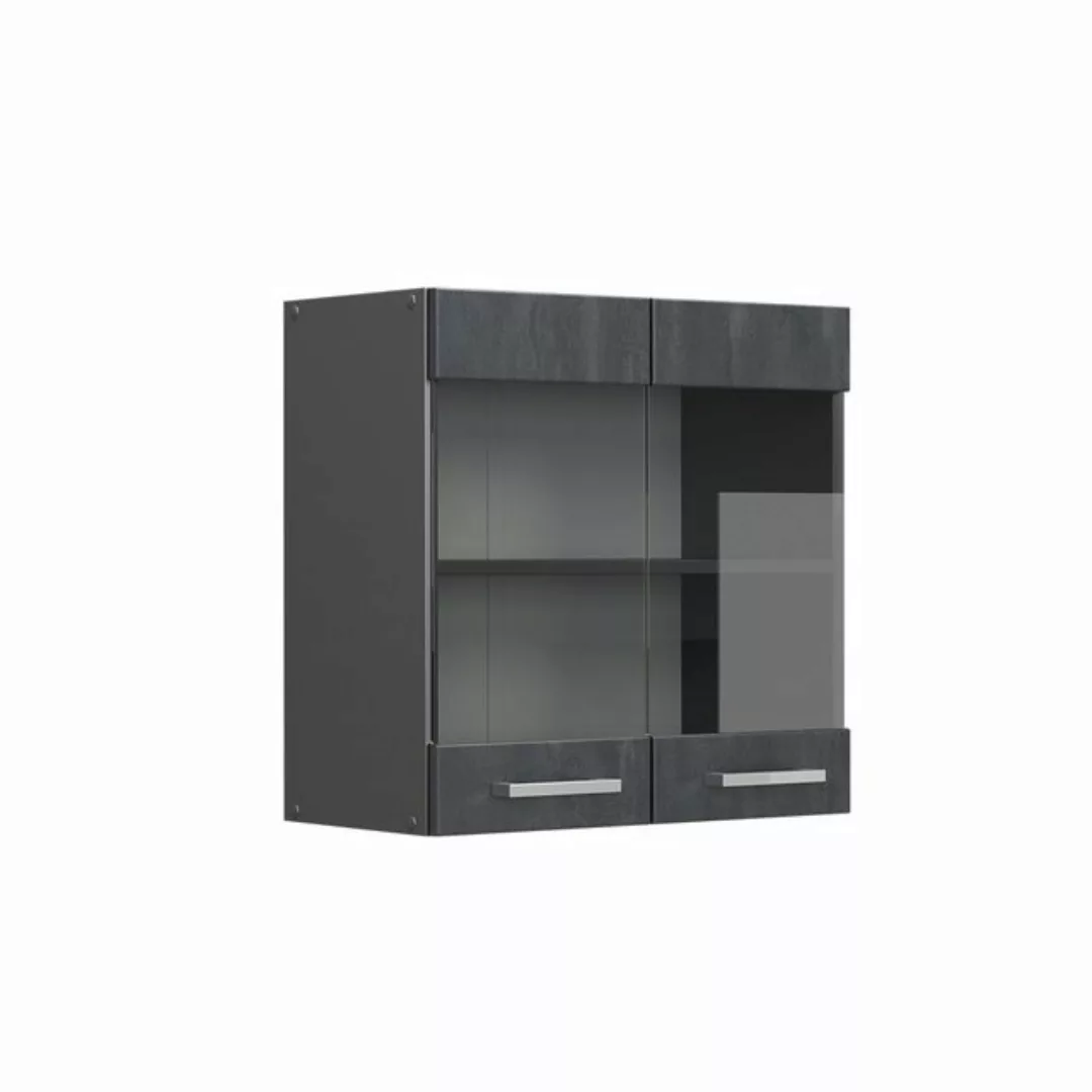 Livinity® Glashängeschrank R-Line, Schwarz Beton/Anthrazit, 60 cm günstig online kaufen