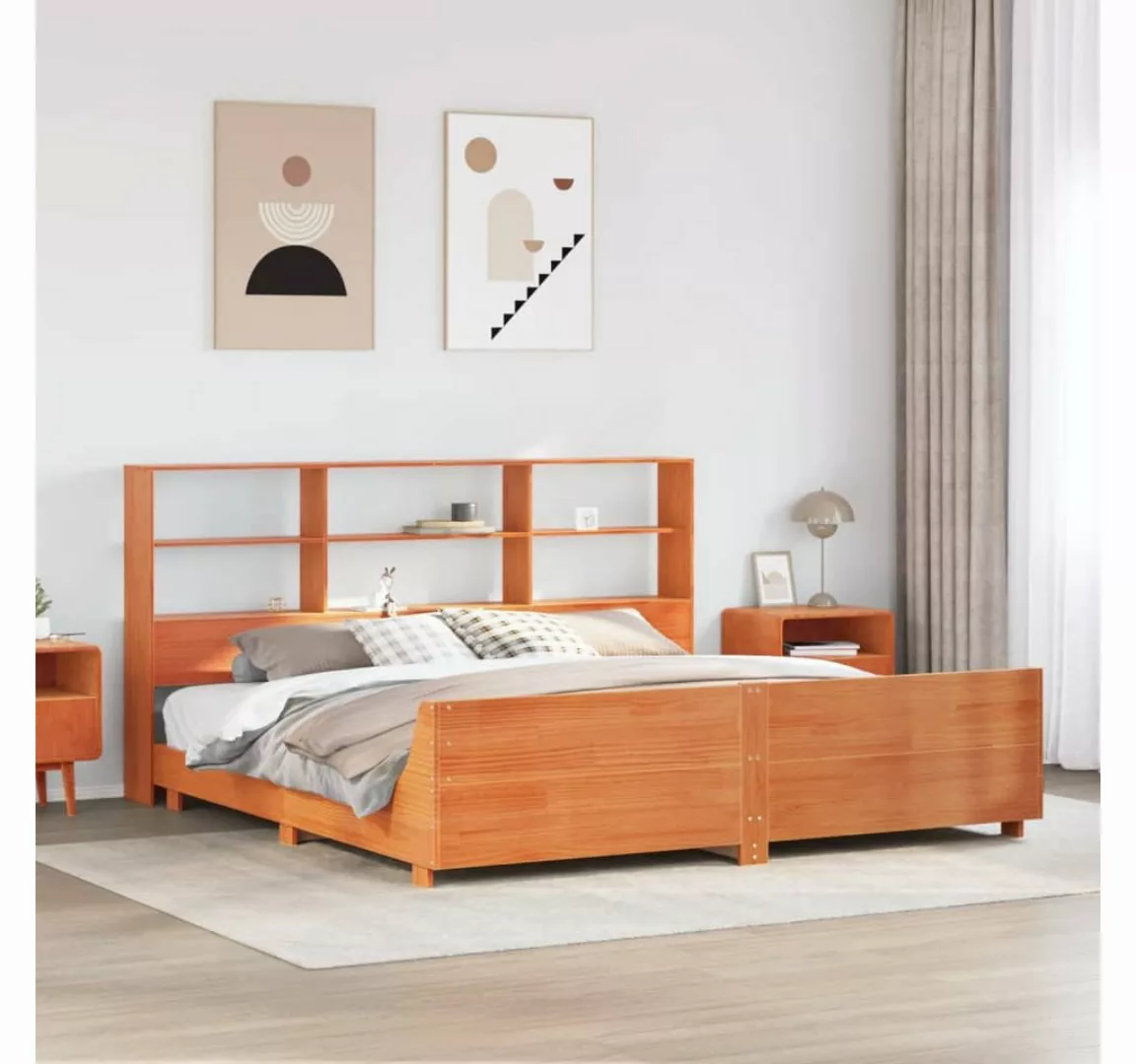 vidaXL Bett, Massivholzbett ohne Matratze Wachsbraun 200x200 Kiefernholz günstig online kaufen