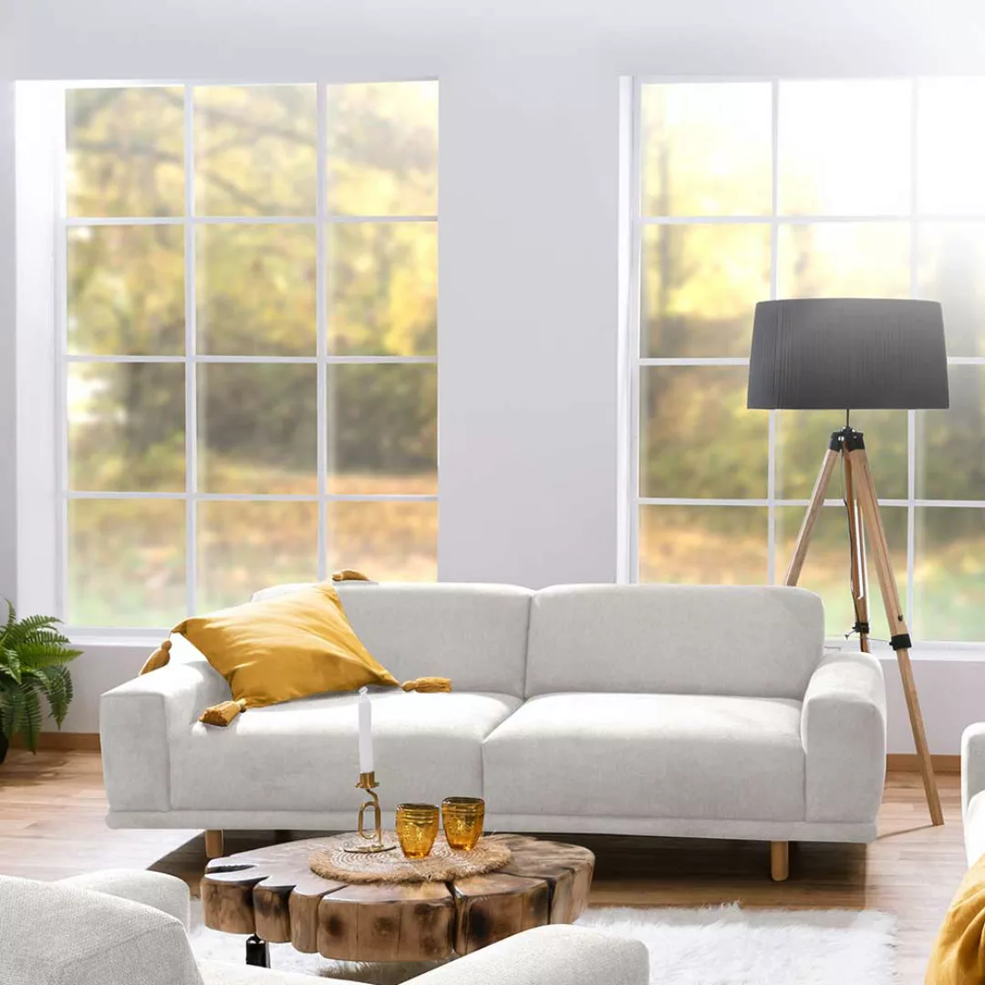Dreisitzer Couch Silbergrau aus Flachgewebe Skandi Design günstig online kaufen