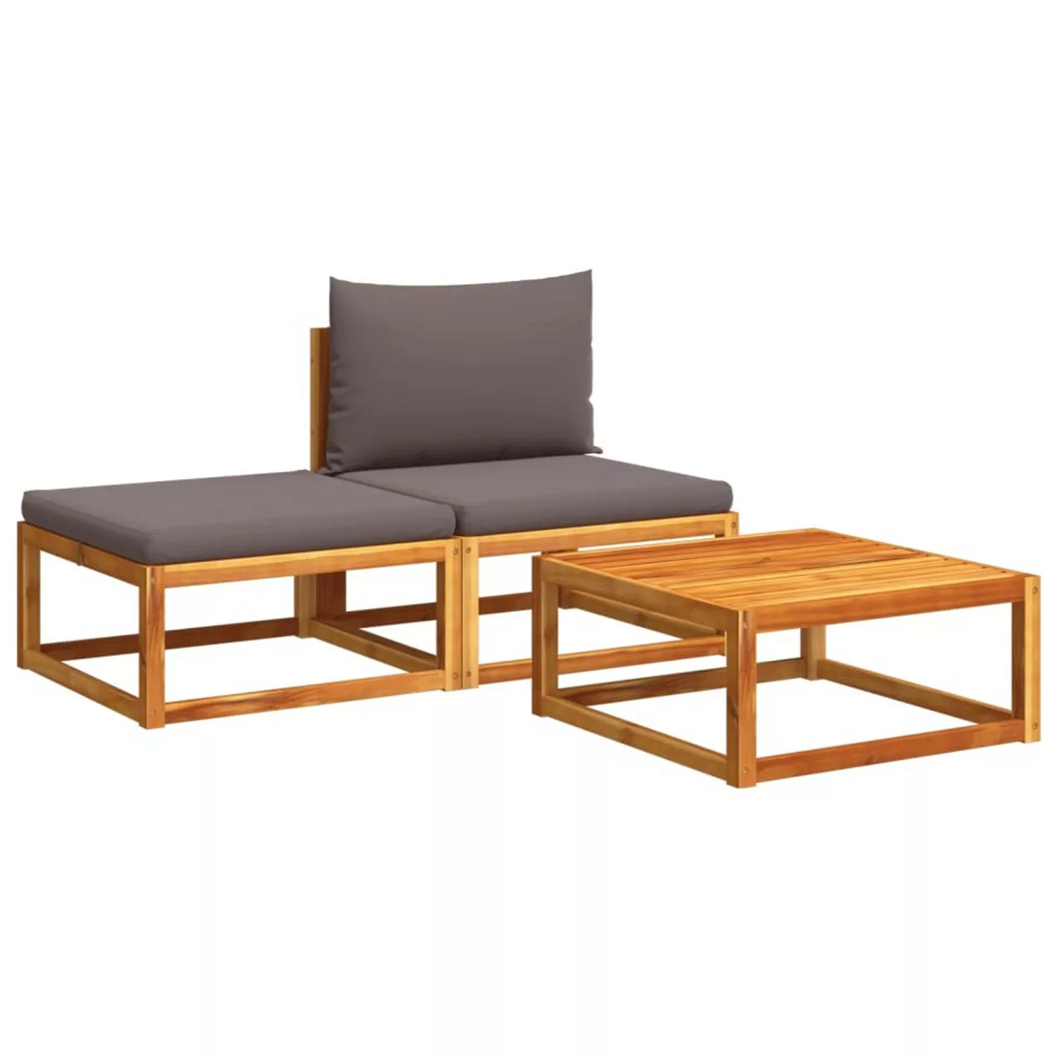 vidaXL Loungesofa 3-tlg. Garten-Sofagarnitur mit Kissen Massivholz Akazie, günstig online kaufen