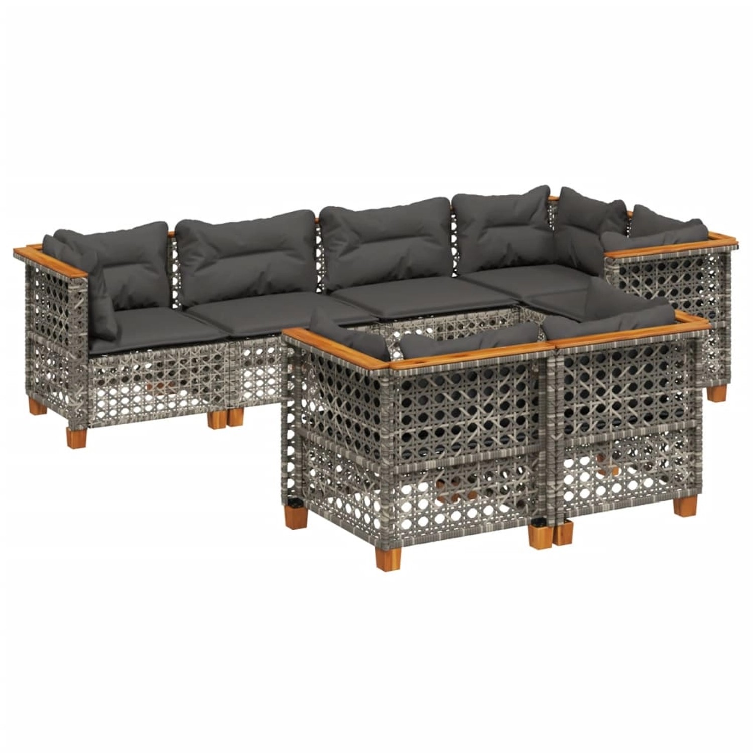 vidaXL 7-tlg Garten-Sofagarnitur mit Kissen Grau Poly Rattan Modell 191 günstig online kaufen