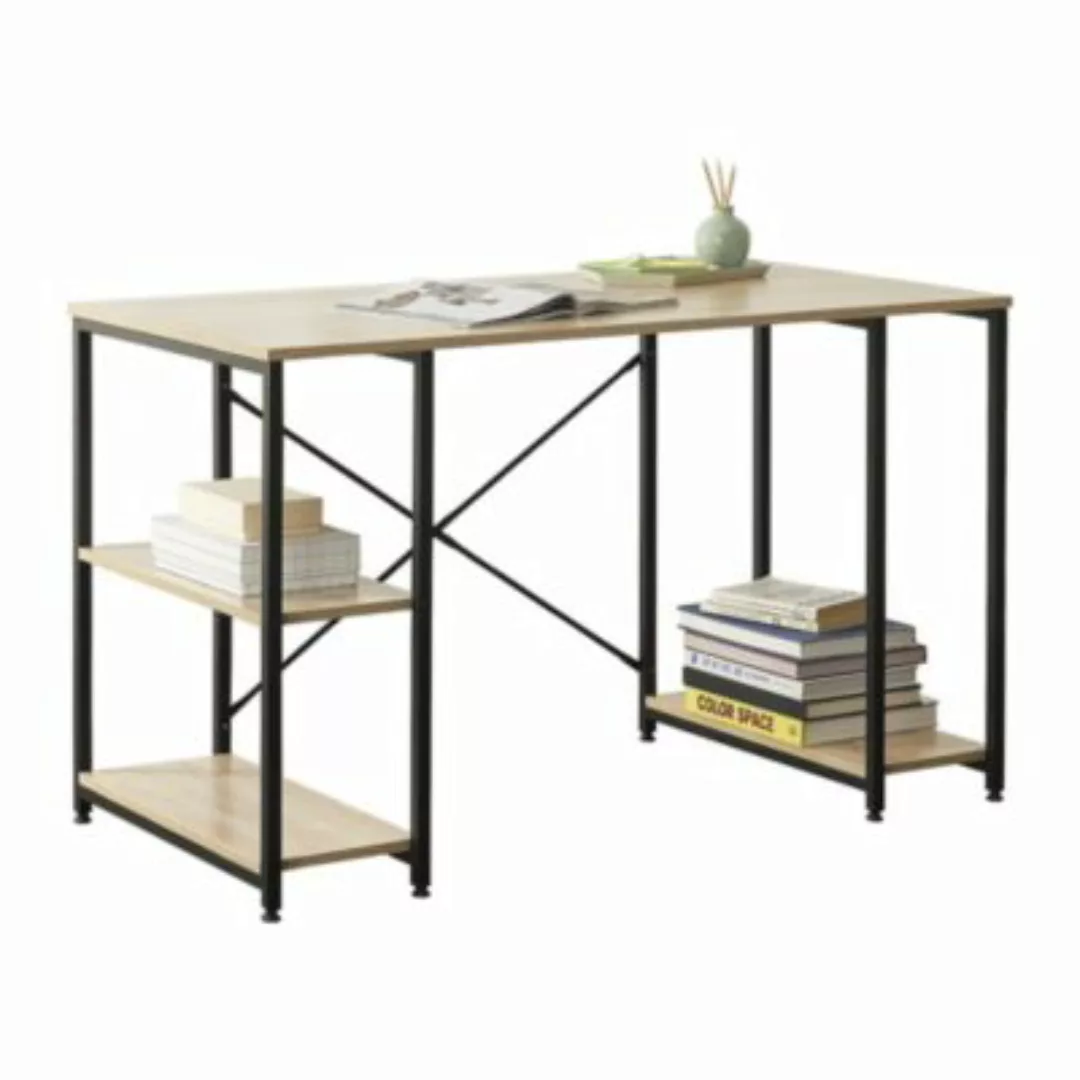 en.casa Schreibtisch mit 3 Ablagen Bürotisch Computertisch auf Metallgestel günstig online kaufen