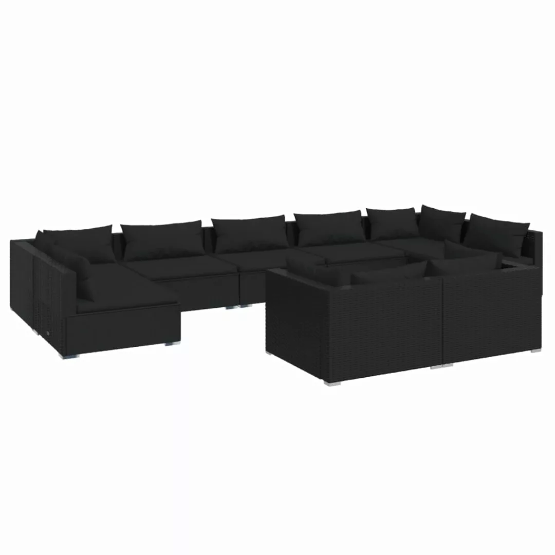 Vidaxl 9-tlg. Garten-lounge-set Mit Kissen Schwarz Poly Rattan günstig online kaufen