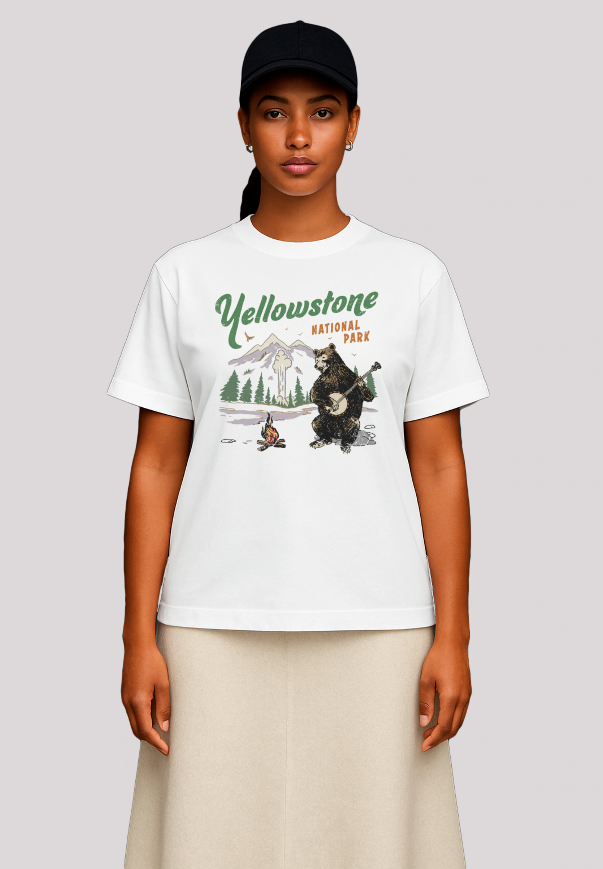 F4NT4STIC T-Shirt "US National Parks Yellowstone Bear Playing Banjo", Premi günstig online kaufen