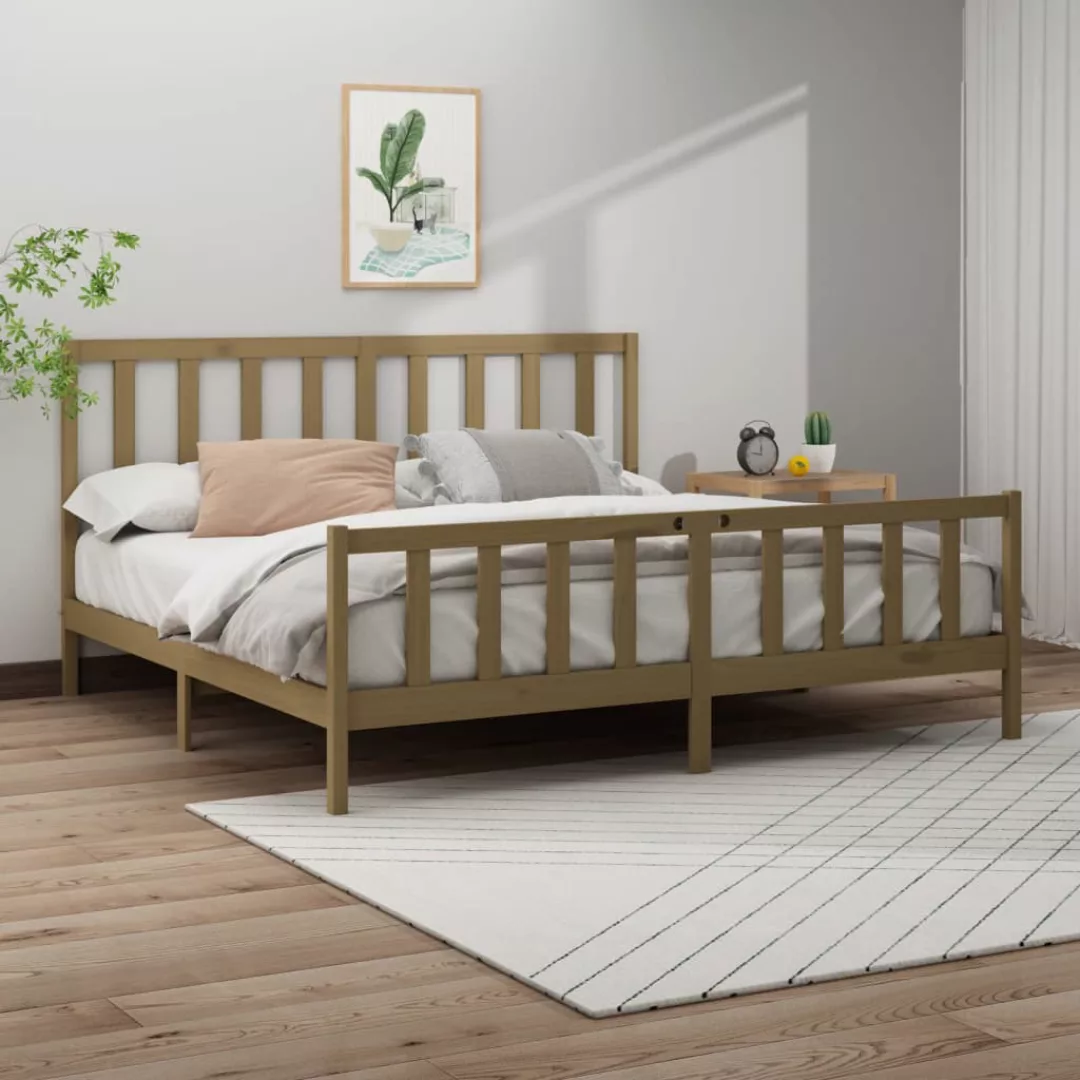 vidaXL Bettgestell Massivholzbett Honigbraun Kiefer 200x200 cm Bett Bettges günstig online kaufen