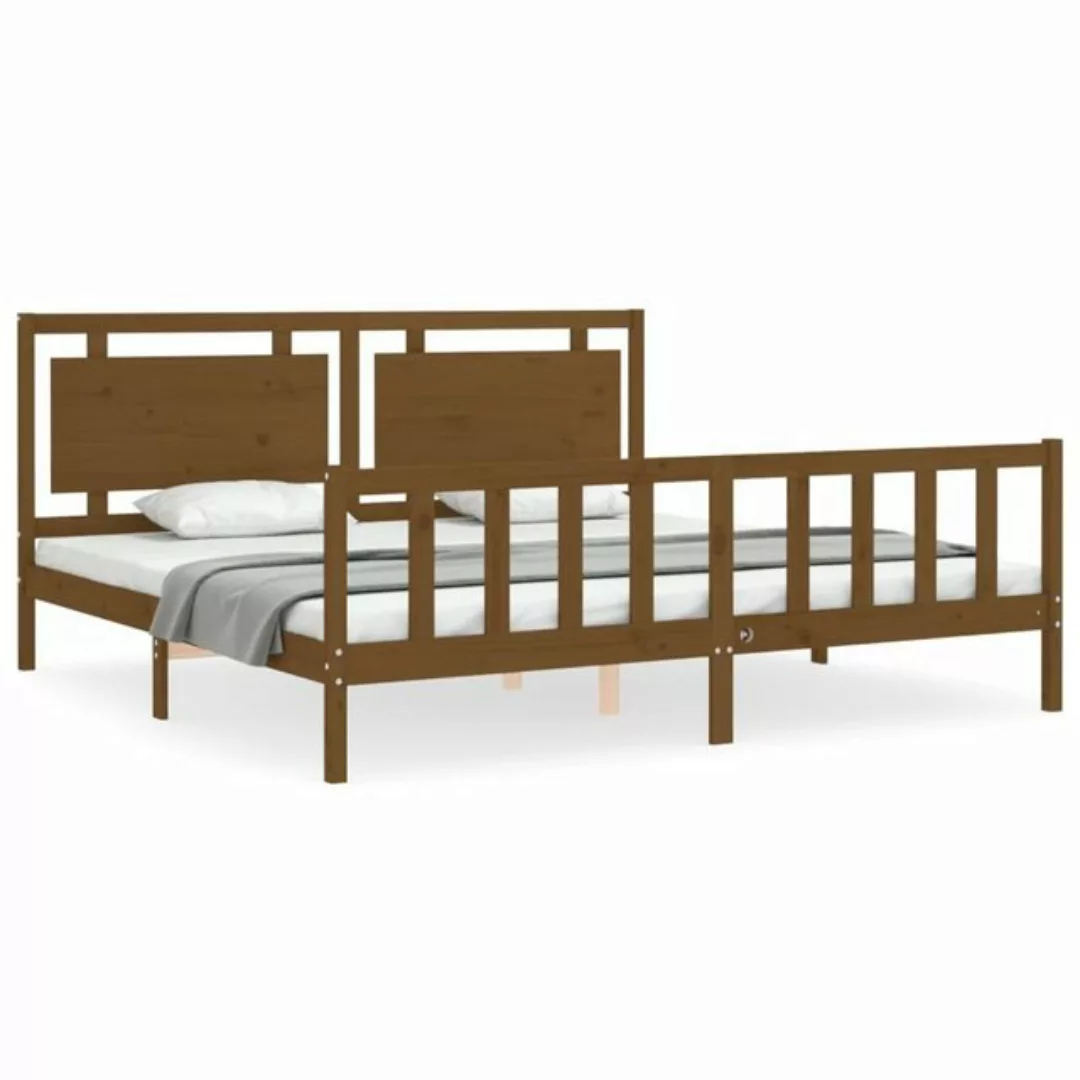 vidaXL Bett Massivholzbett mit Kopfteil Honigbraun 200x200 cm günstig online kaufen