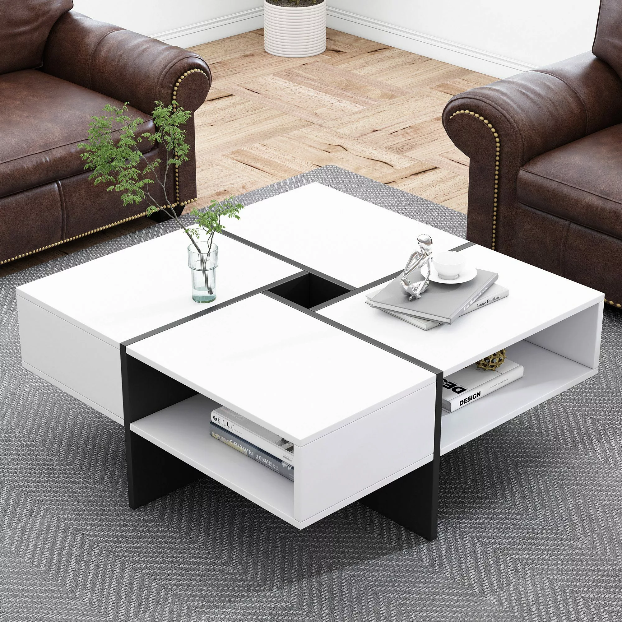 HAUSS SPOLE Couchtisch quadratisches, Schwarz-weißes Design, günstig online kaufen