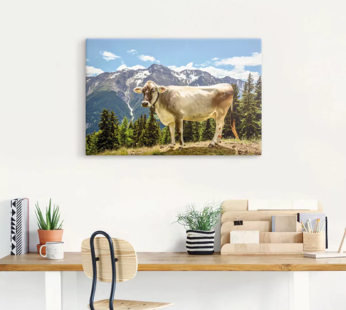 Artland Wandbild "Bergkuh in den Alpen im Sommer", Haustiere, (1 St.), als günstig online kaufen