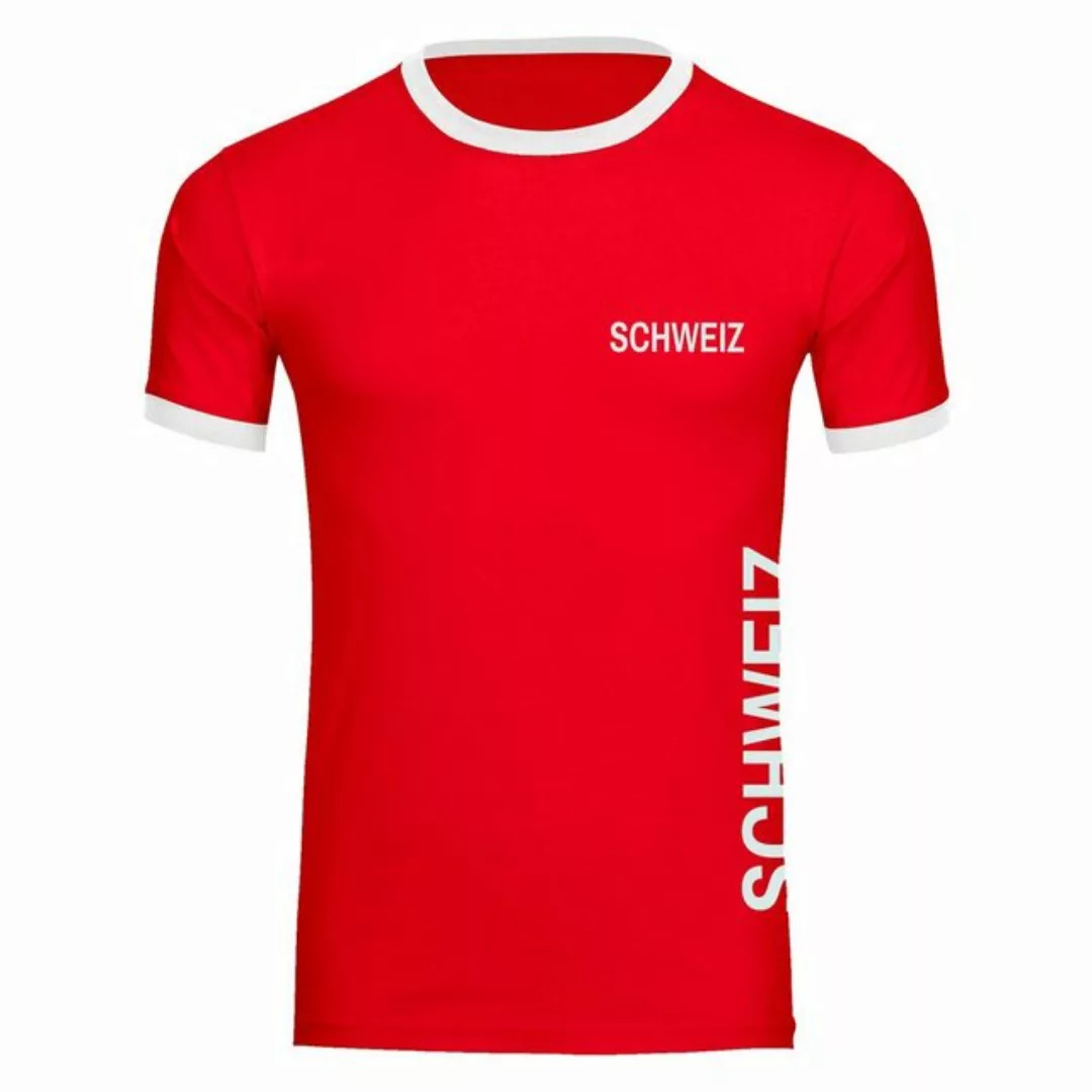 multifanshop T-Shirt Kontrast Schweiz - Brust & Seite - Männer günstig online kaufen