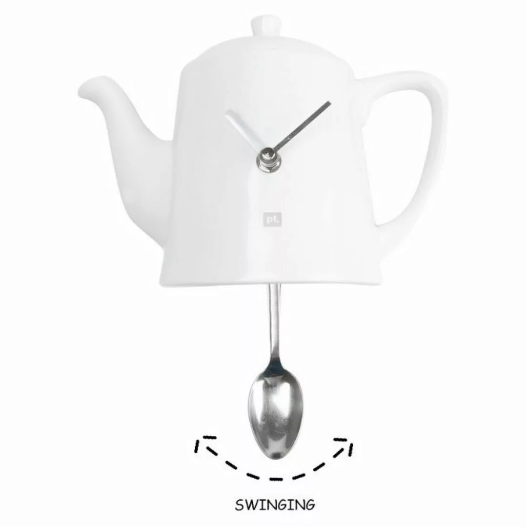 Wanduhr KITCHEN Teekanne Pendulum Wei? 22cm H?he günstig online kaufen