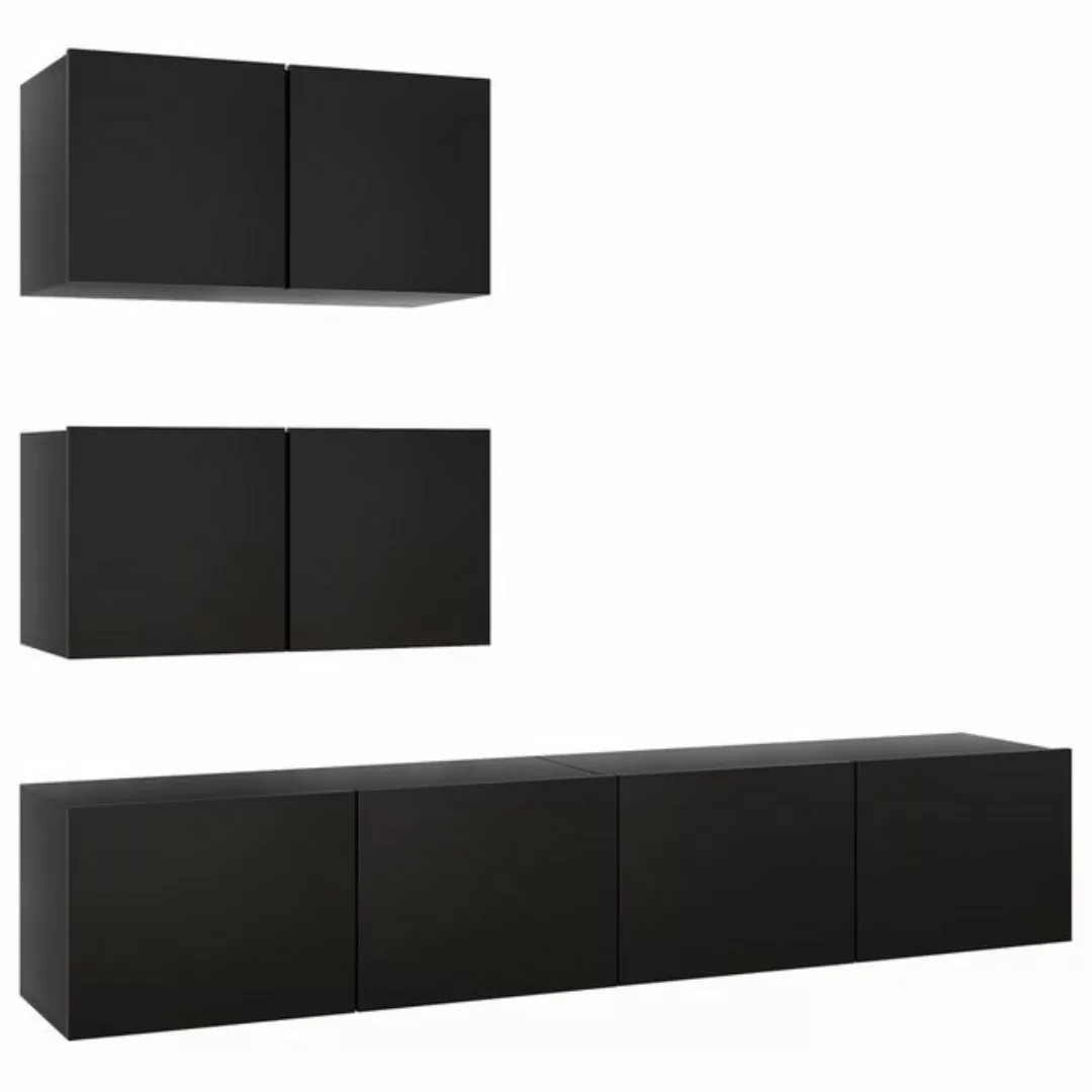 vidaXL TV-Schrank 4-tlg. TV-Schrank-Set Schwarz Holzwerkstoff (4-St) günstig online kaufen