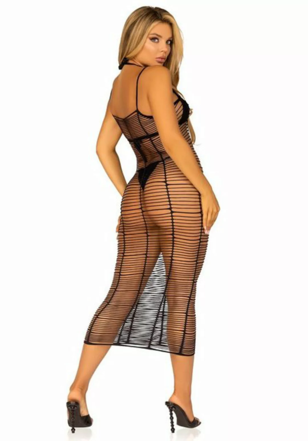 Leg Avenue Minikleid Langes Netz-Kleid - schwarz (1-tlg) elastischer Netz-S günstig online kaufen