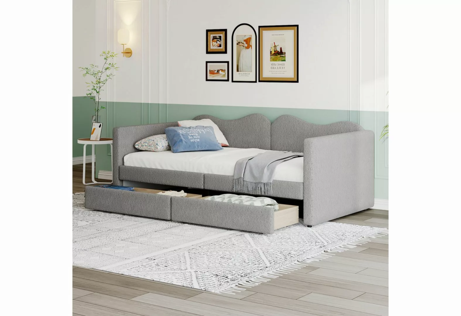 OKWISH Kinderbett Polsterbett, Schlafsofa Jugendbett Gästebett 90x200cm (mi günstig online kaufen