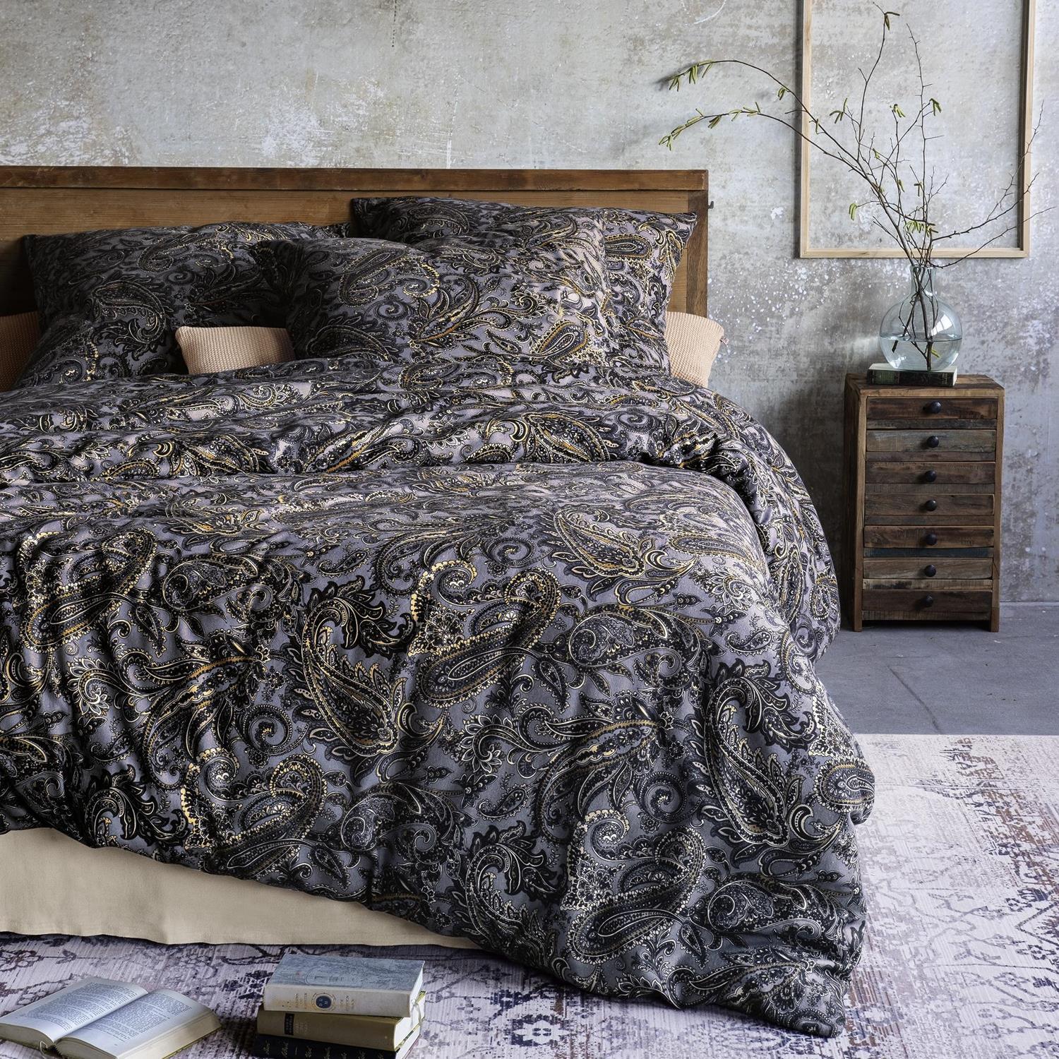 Irisette Flanell Bettwäsche Alpaka 8470-11 Paisley Grau 135x200 warm günstig online kaufen