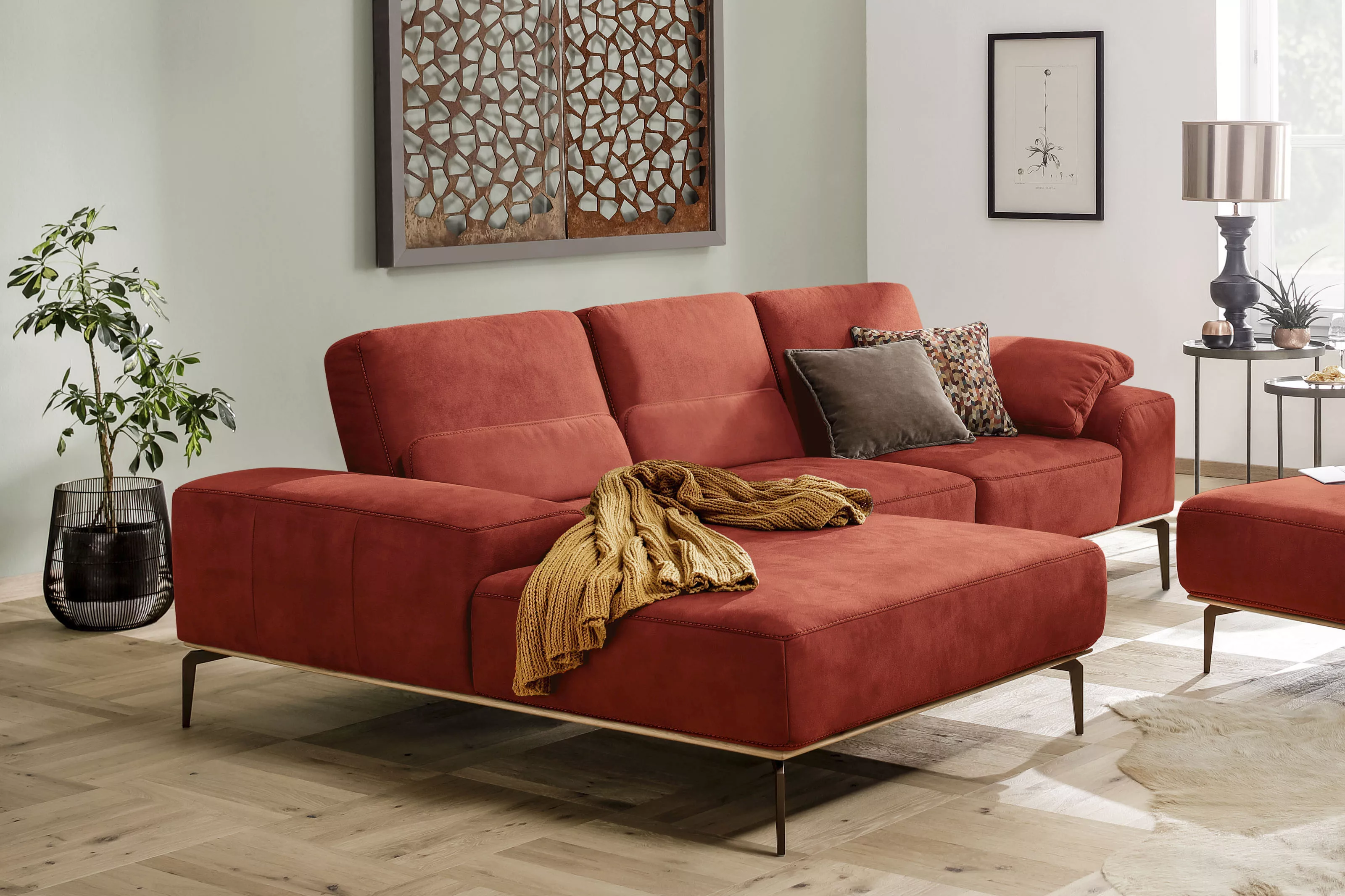 W.SCHILLIG Ecksofa run, mit Holzsockel, Füße in Bronze pulverbeschichtet, B günstig online kaufen