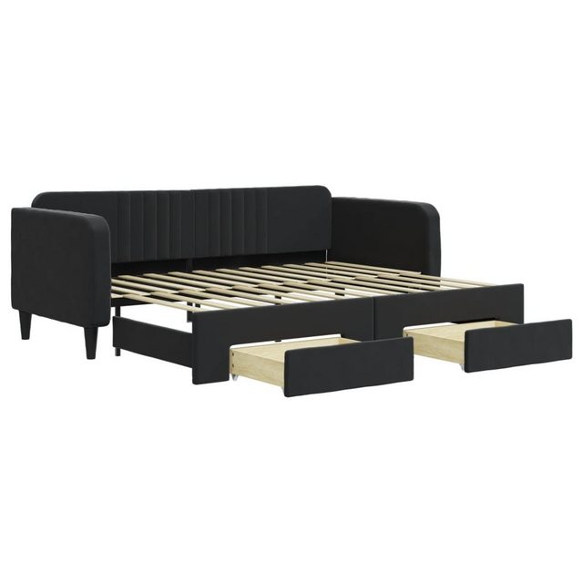 furnicato Bett Tagesbett Ausziehbar mit Schubladen Schwarz 90x200 cm Samt günstig online kaufen