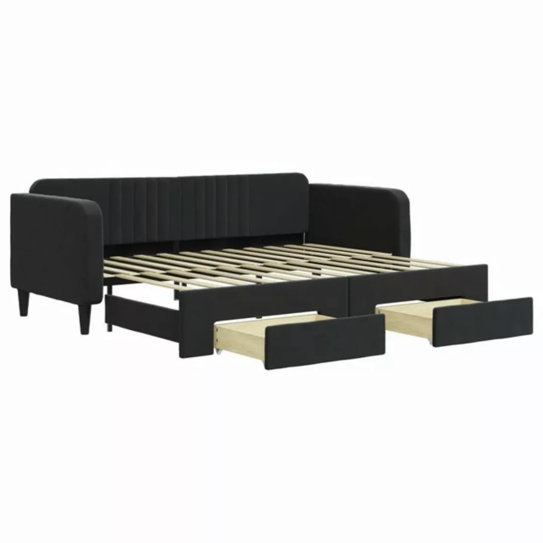 furnicato Bett Tagesbett Ausziehbar mit Schubladen Schwarz 90x200 cm Samt ( günstig online kaufen