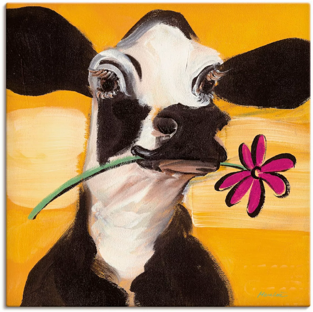 Artland Wandbild "Glückliche Kuh", Haustiere, (1 St.), als Leinwandbild, Po günstig online kaufen
