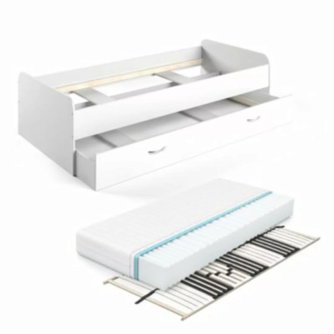 VitaliSpa Bett Enzo mit Gästeliege 90x200cm Weiß mit Lattenrost und Matratz günstig online kaufen