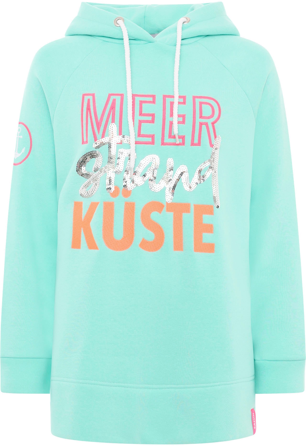 Zwillingsherz Hoodie "Meer Strand Küste", mit Kapuze, Pailletten-Schriftzug günstig online kaufen