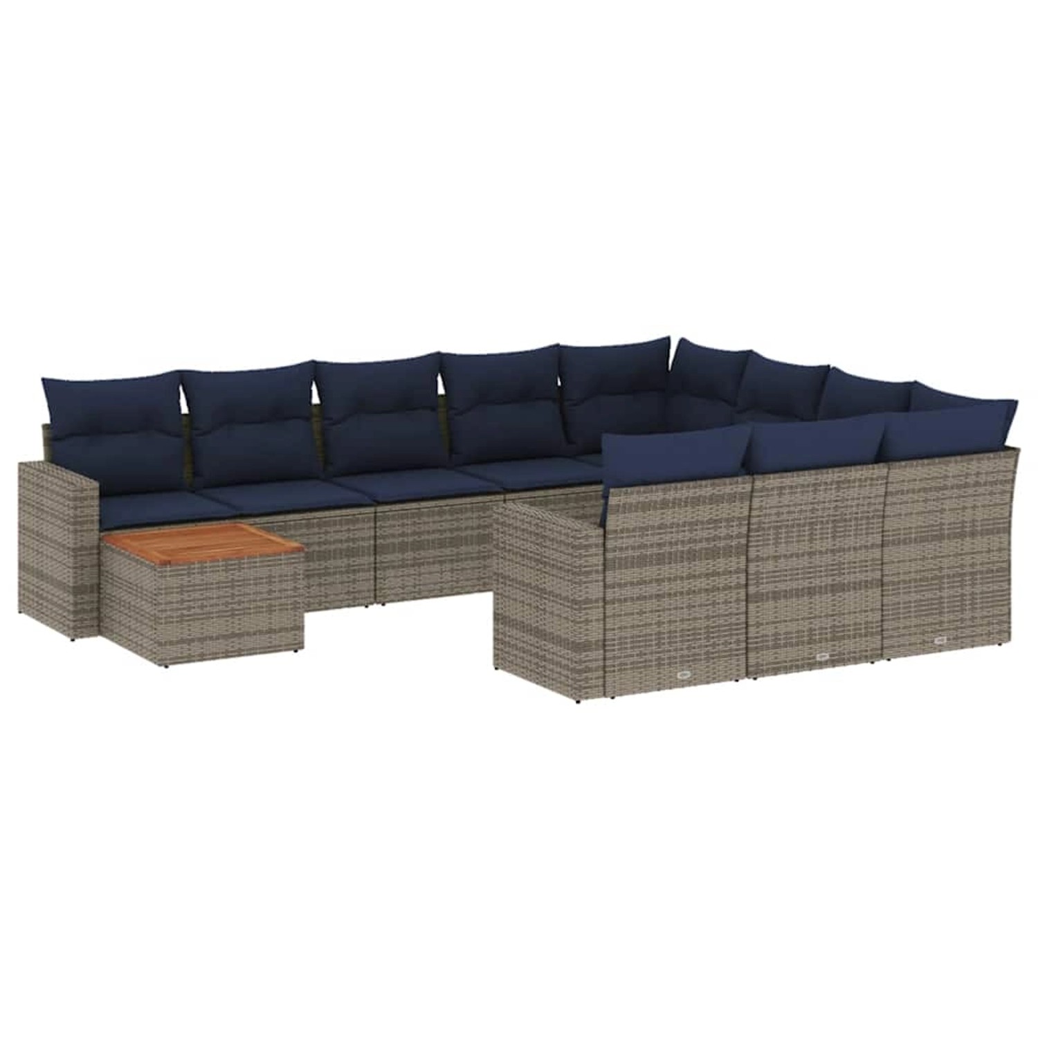 vidaXL 11-Tlg Garten-Sofagarnitur mit Kissen Grau Poly Rattan 3256642 günstig online kaufen