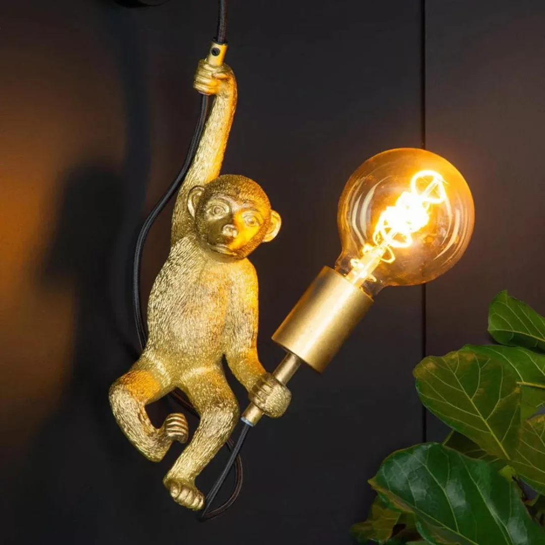 Wandleuchte Extravaganza Chimp, gold matt/schwarz günstig online kaufen