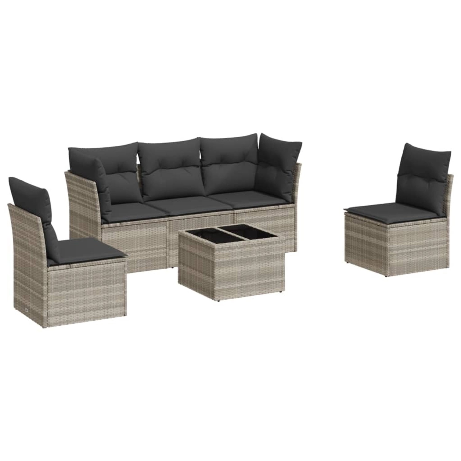 vidaXL 6-Tlg Garten-Sofagarnitur mit Kissen Hellgrau Poly Rattan 3249201 günstig online kaufen