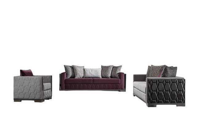 Xlmoebel Sofa Edel Sofa Set 3+3+1 Sitzgruppe Couch Bereich Sitzmöbel, 3 Tei günstig online kaufen