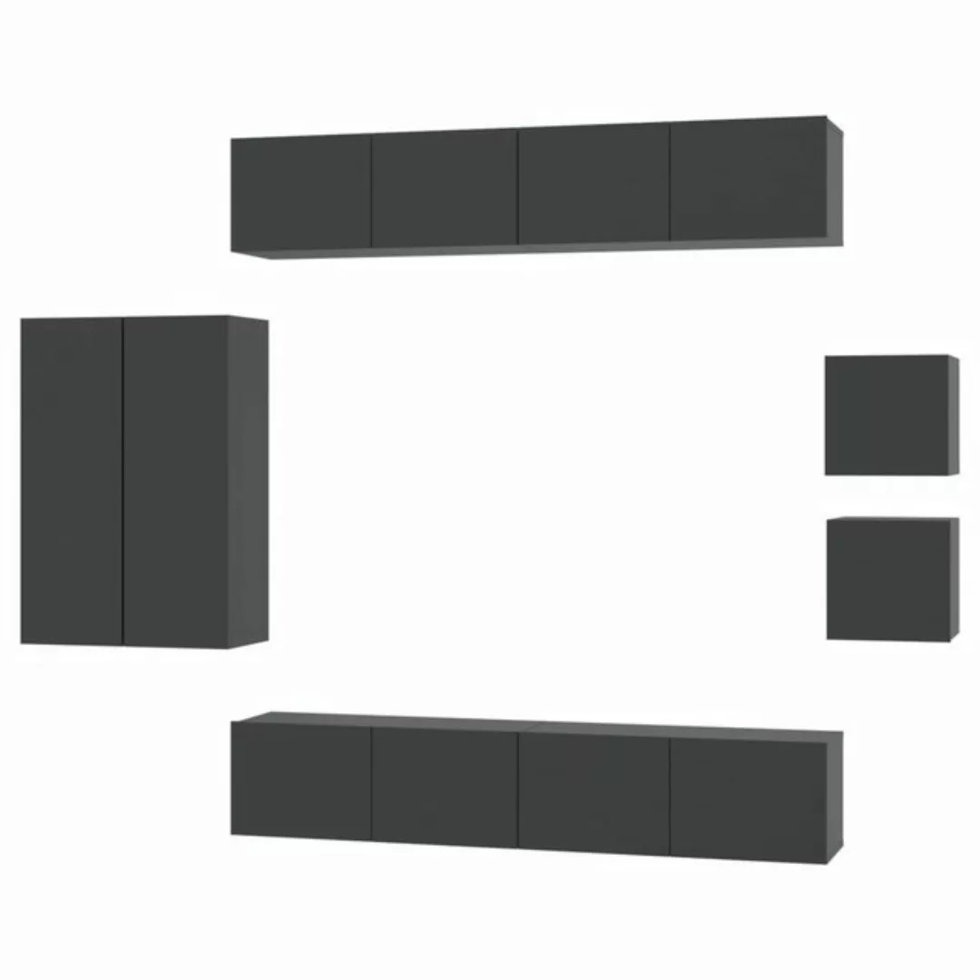 vidaXL TV-Schrank 8-tlg. TV-Schrank-Set Schwarz Holzwerkstoff (8-St) günstig online kaufen