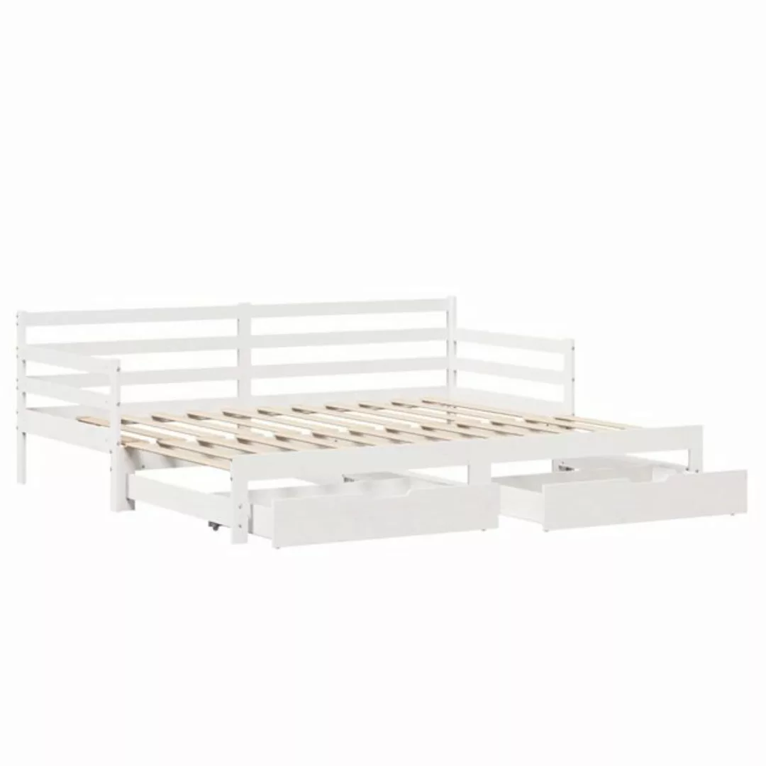 vidaXL Bett Tagesbett Ausziehbar mit Schubladen ohne Matratze Weiß 90x190cm günstig online kaufen