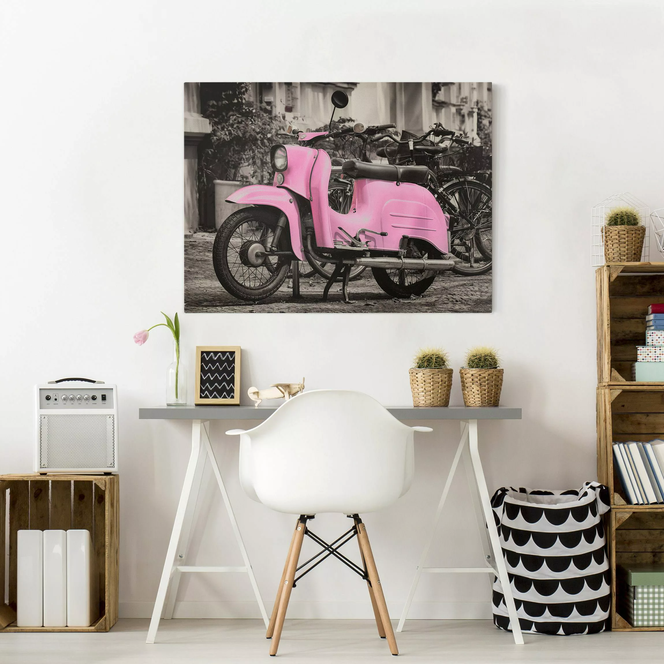 Leinwandbild Pinker Roller günstig online kaufen