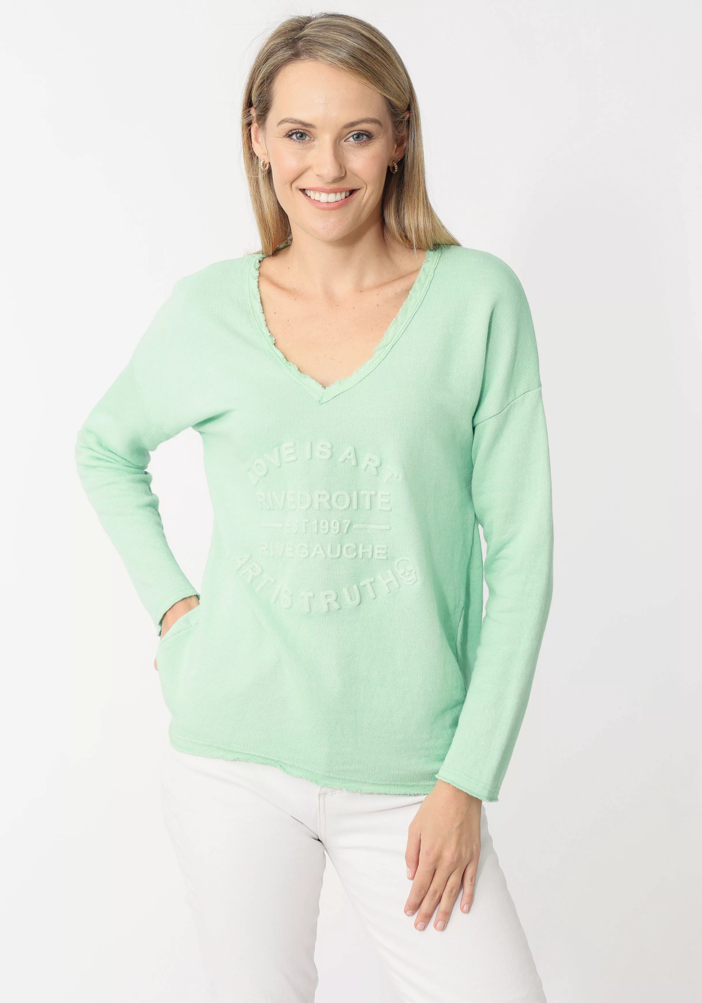 Zwillingsherz Sweatshirt mit tonalem Print vorn günstig online kaufen