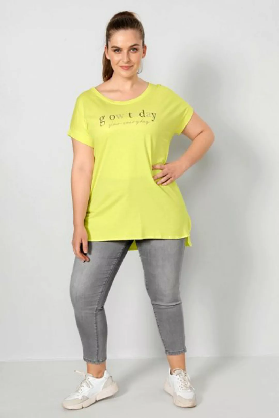 Janet & Joyce Rundhalsshirt T-Shirt oversized Schriftzug Halbarm günstig online kaufen